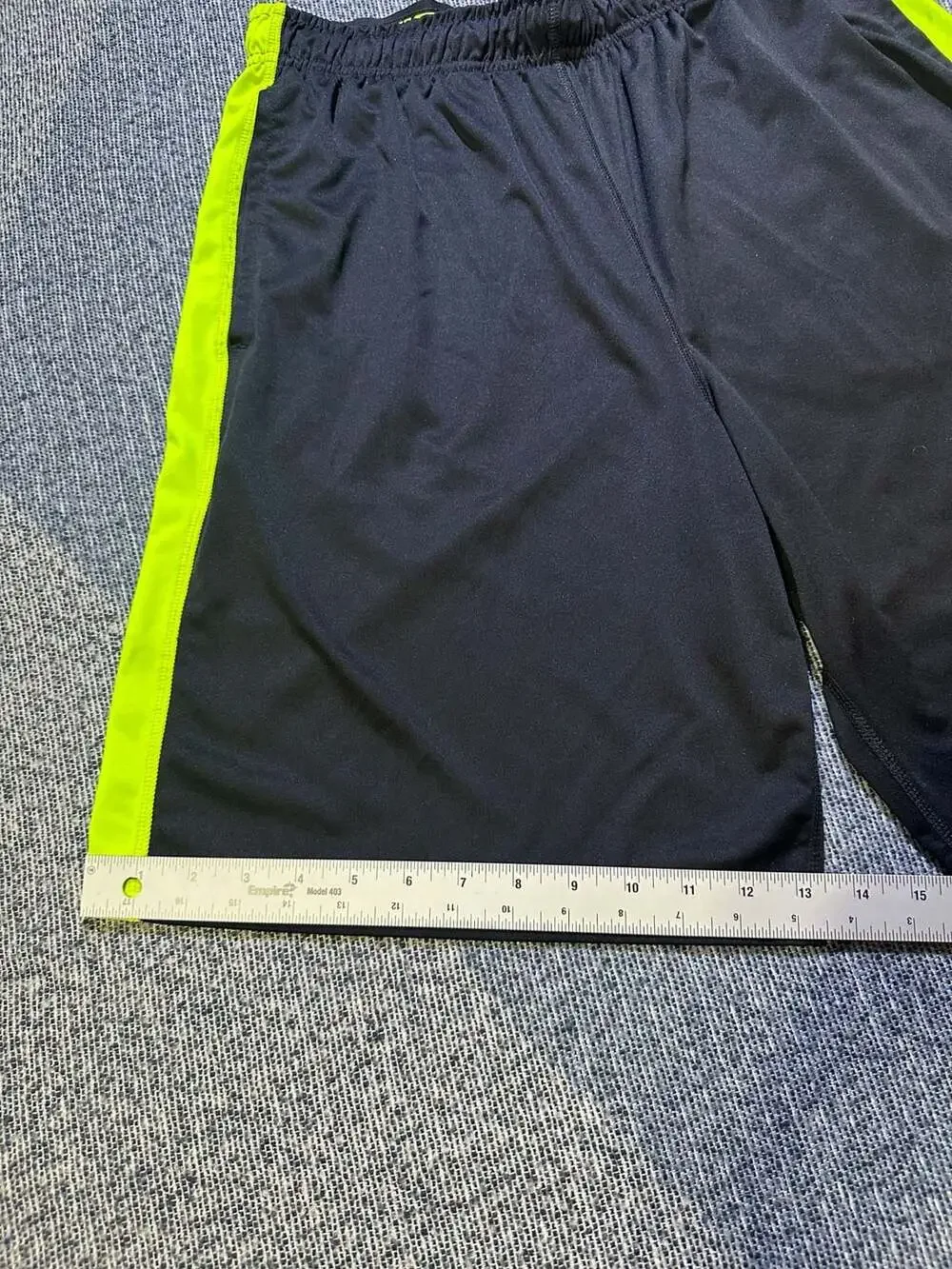 Nike Dri-FIT Men's Black and Neon Volt Athletic Training Shorts